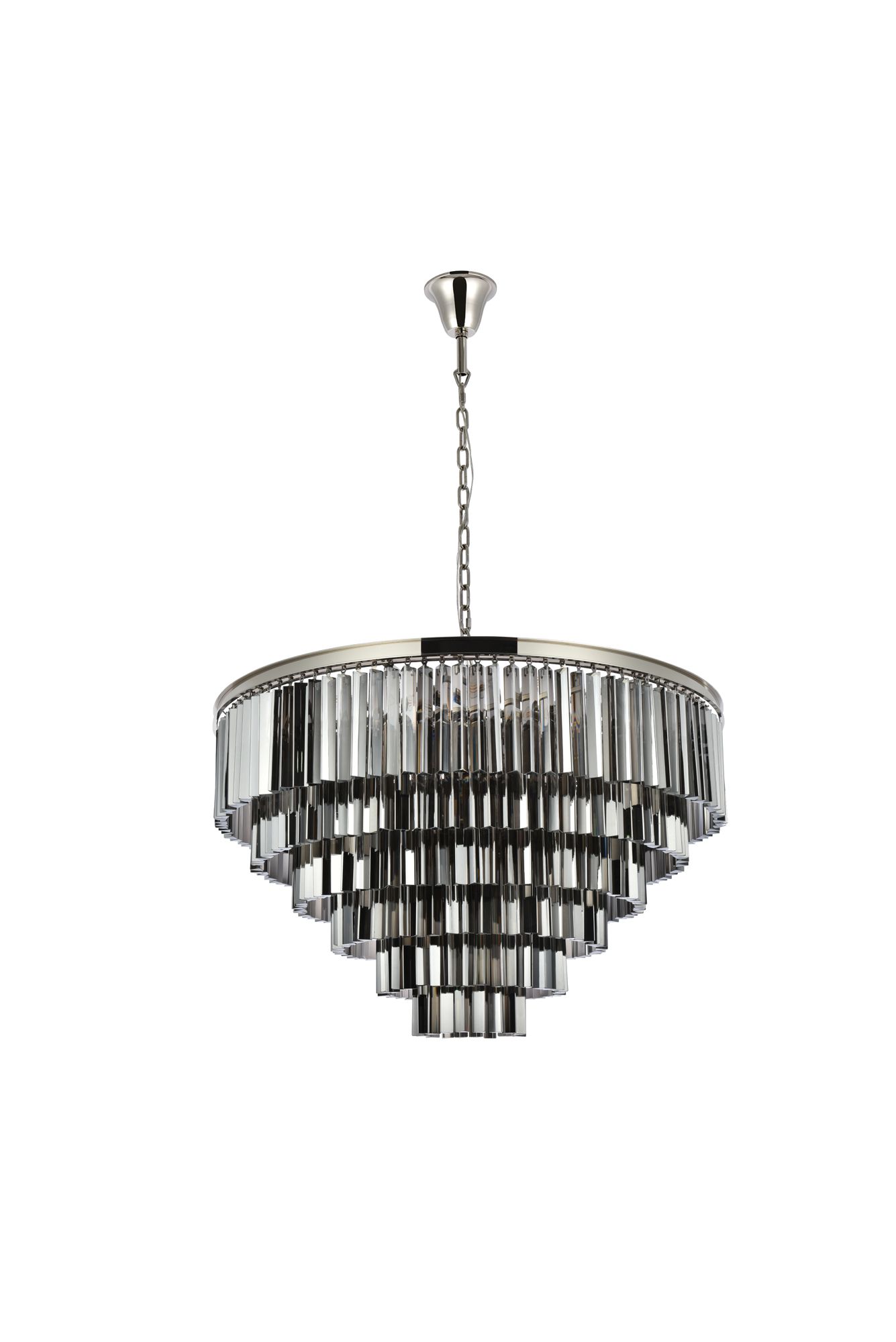 Sydney 33 Lt Polished Nickel Chandelier Silver Shade (Grey)