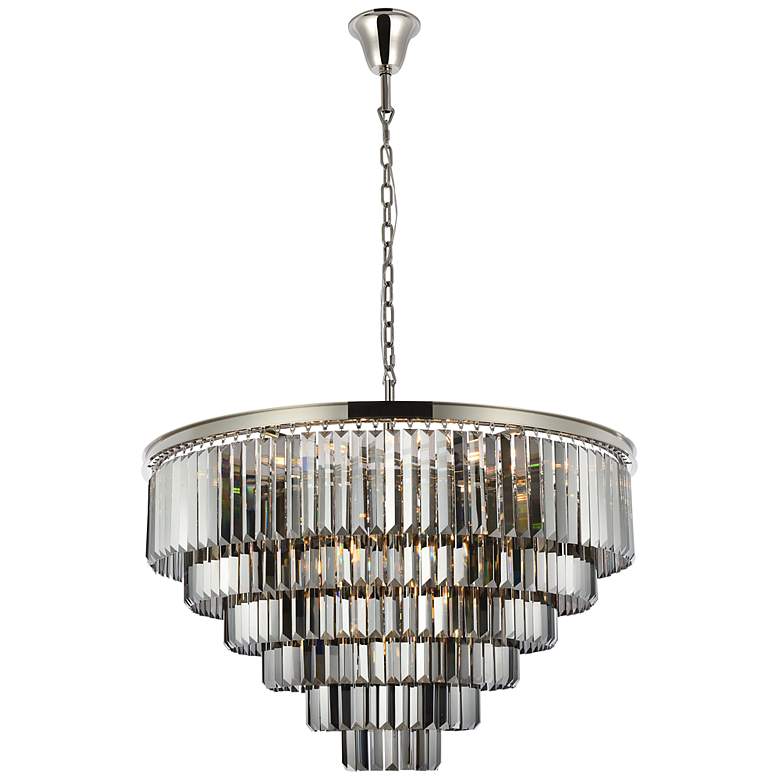 Image 2 Sydney 33 Lt Polished Nickel Chandelier Silver Shade