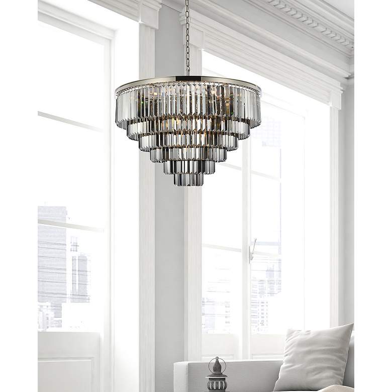 Image 3 Sydney 33 Lt Polished Nickel Chandelier Silver Shade more views