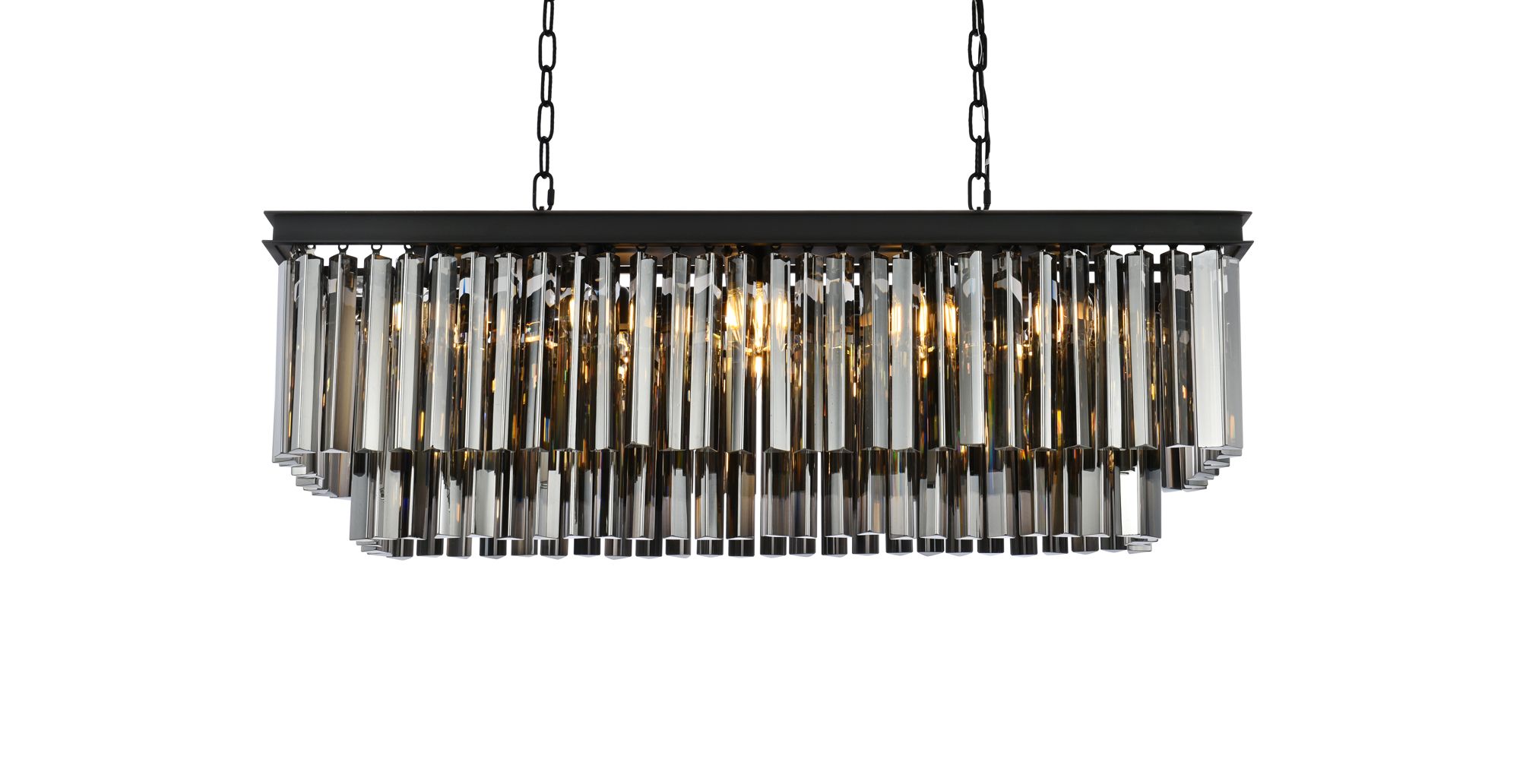 Sydney 40" Wide Matte Black 12-Light Linear Chandelier in scene