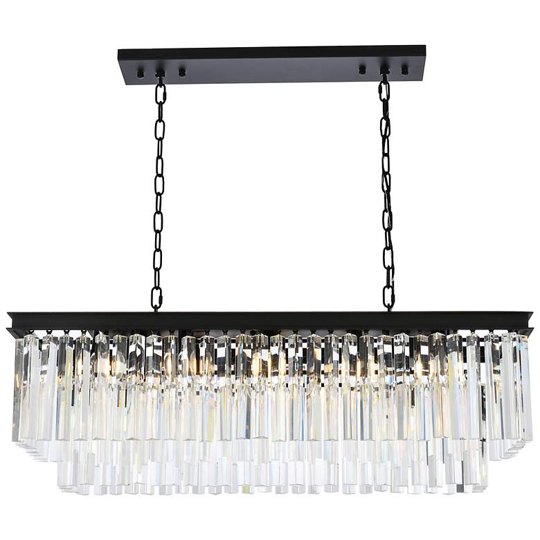 Image 2 Sydney 40" Wide Matte Black and Crystal Linear Chandelier