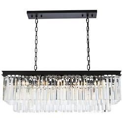 Sydney 40" Wide Matte Black and Crystal Linear Chandelier