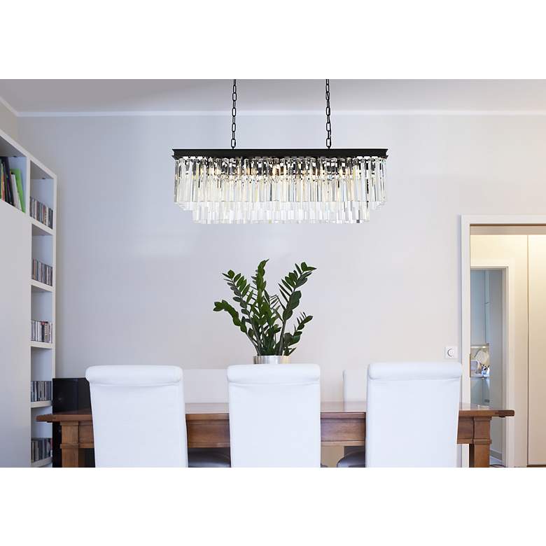 Image 3 Sydney 40" Wide Matte Black and Crystal Linear Chandelier more views