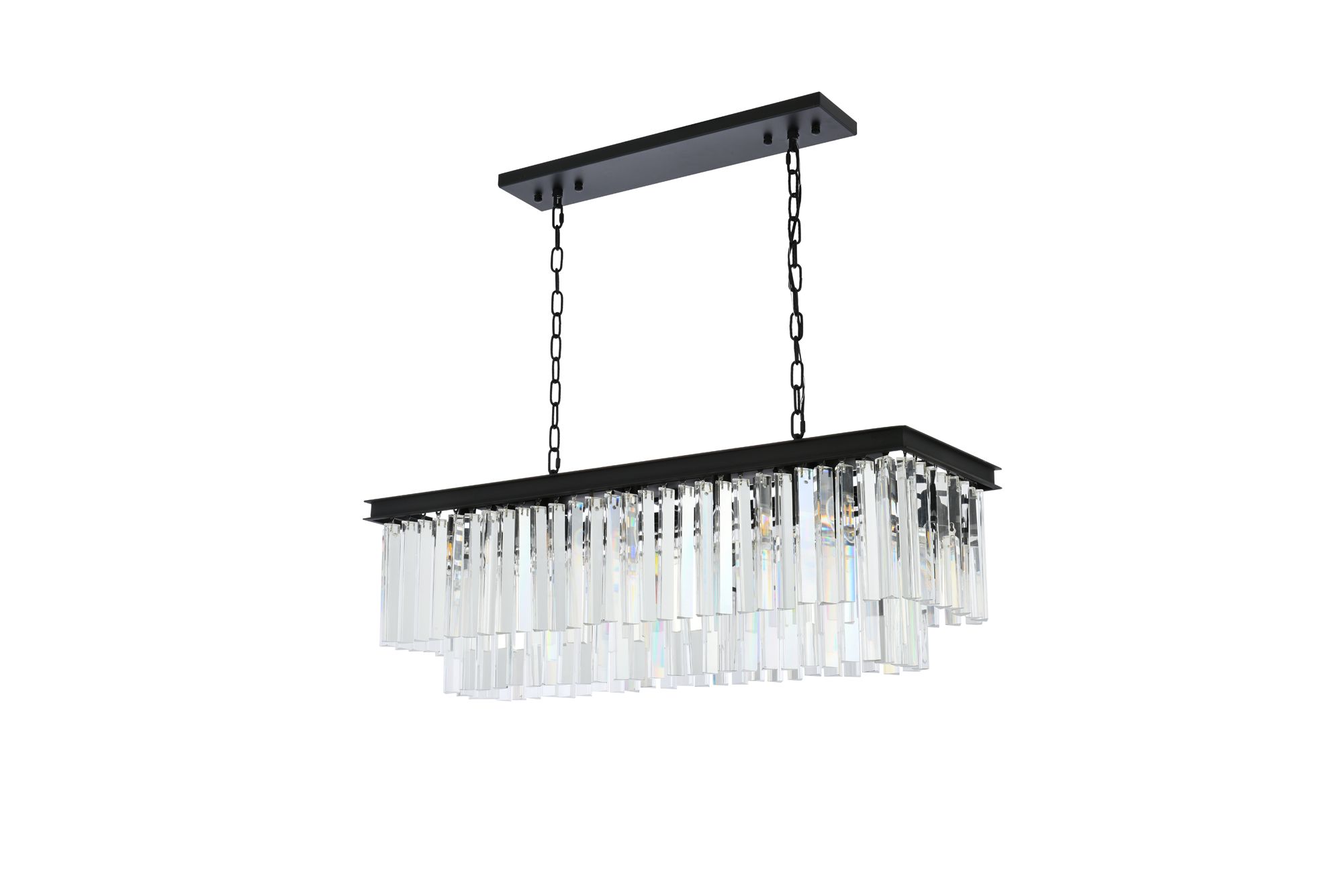Sydney 40" Wide Matte Black and Crystal Linear Chandelier