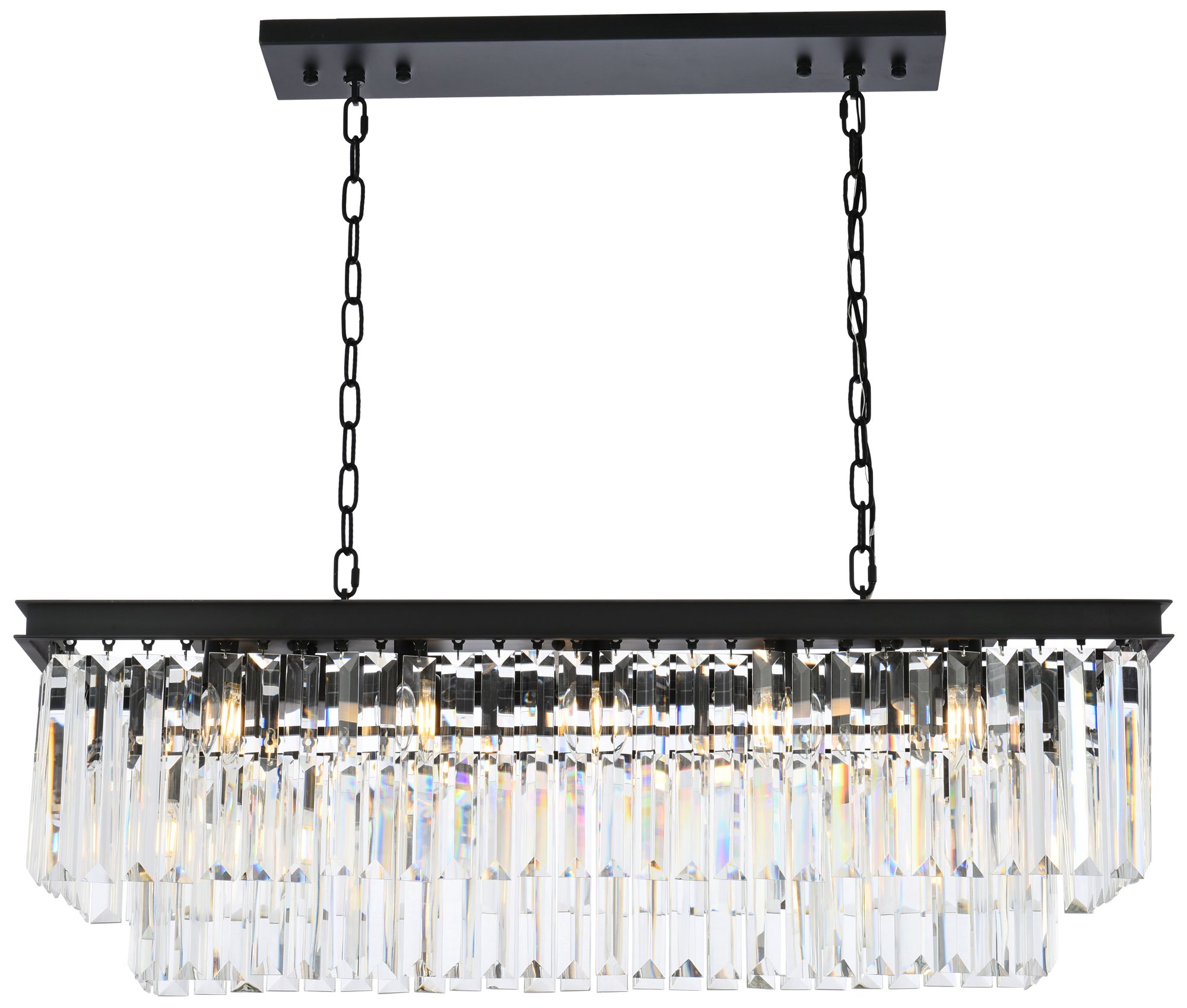 Sydney 40" Wide Matte Black and Crystal Linear Chandelier