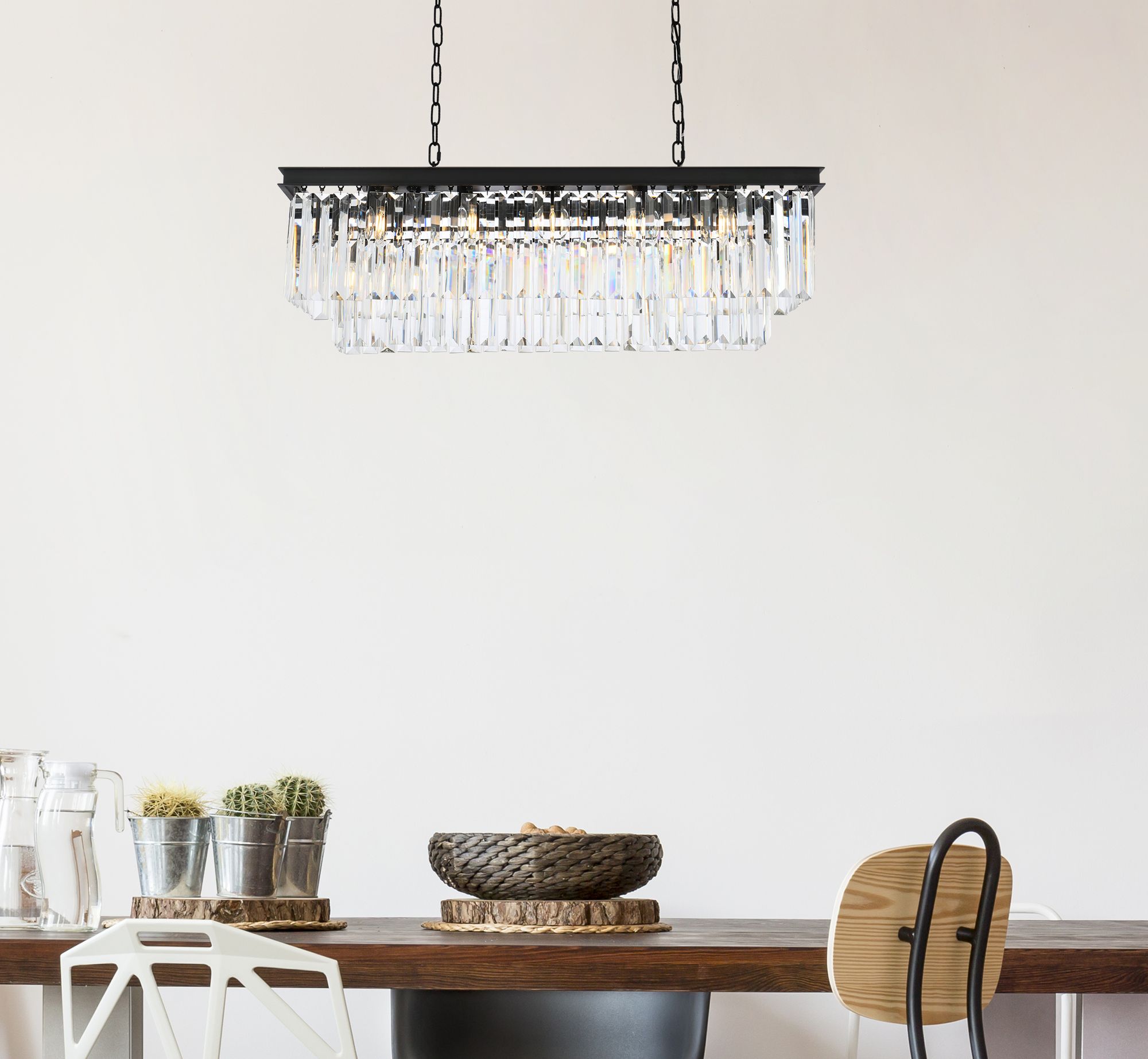 Image 3 Sydney 40" Wide Matte Black and Crystal Linear Chandelier more views