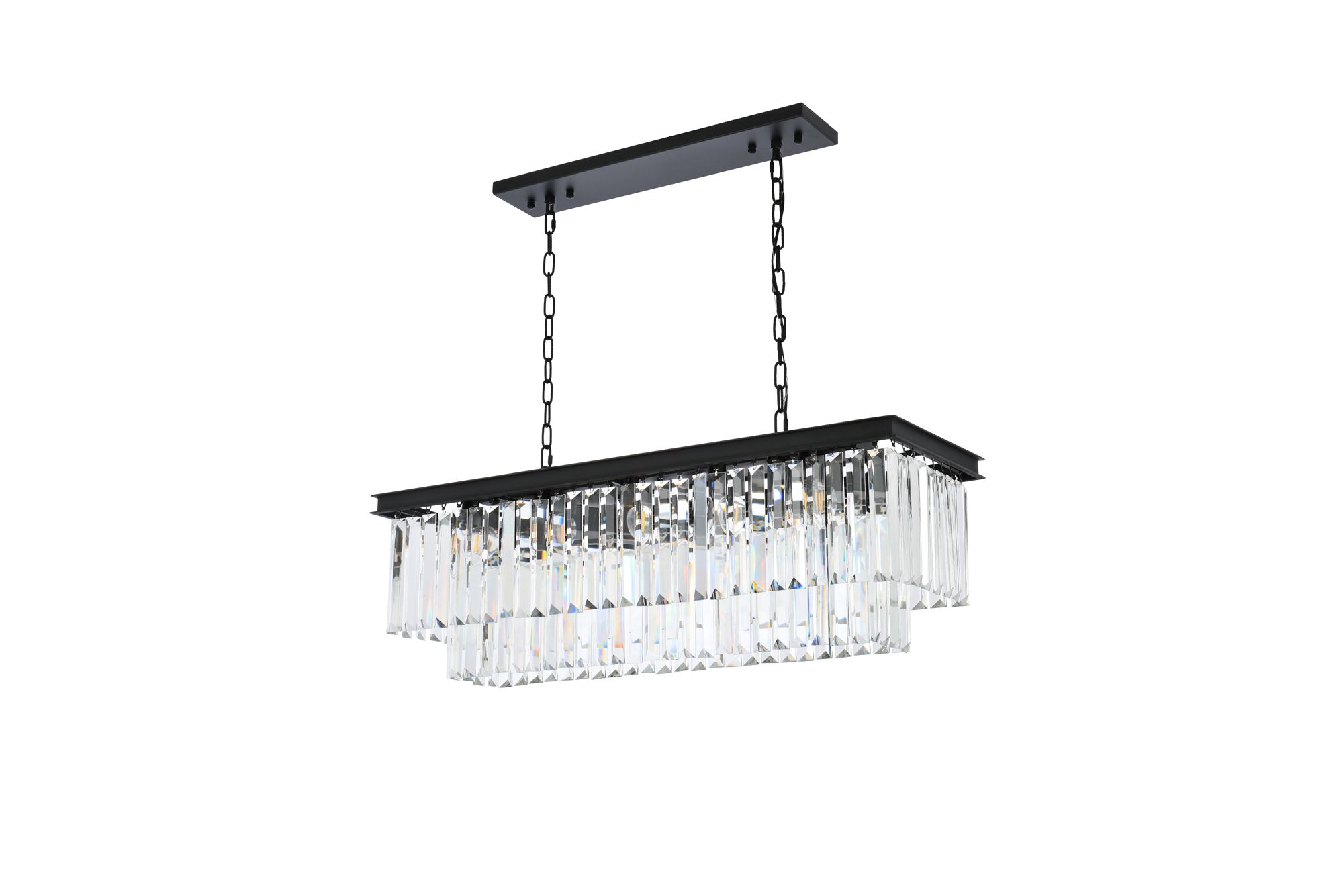 Sydney 40" Wide Matte Black and Crystal Linear Chandelier
