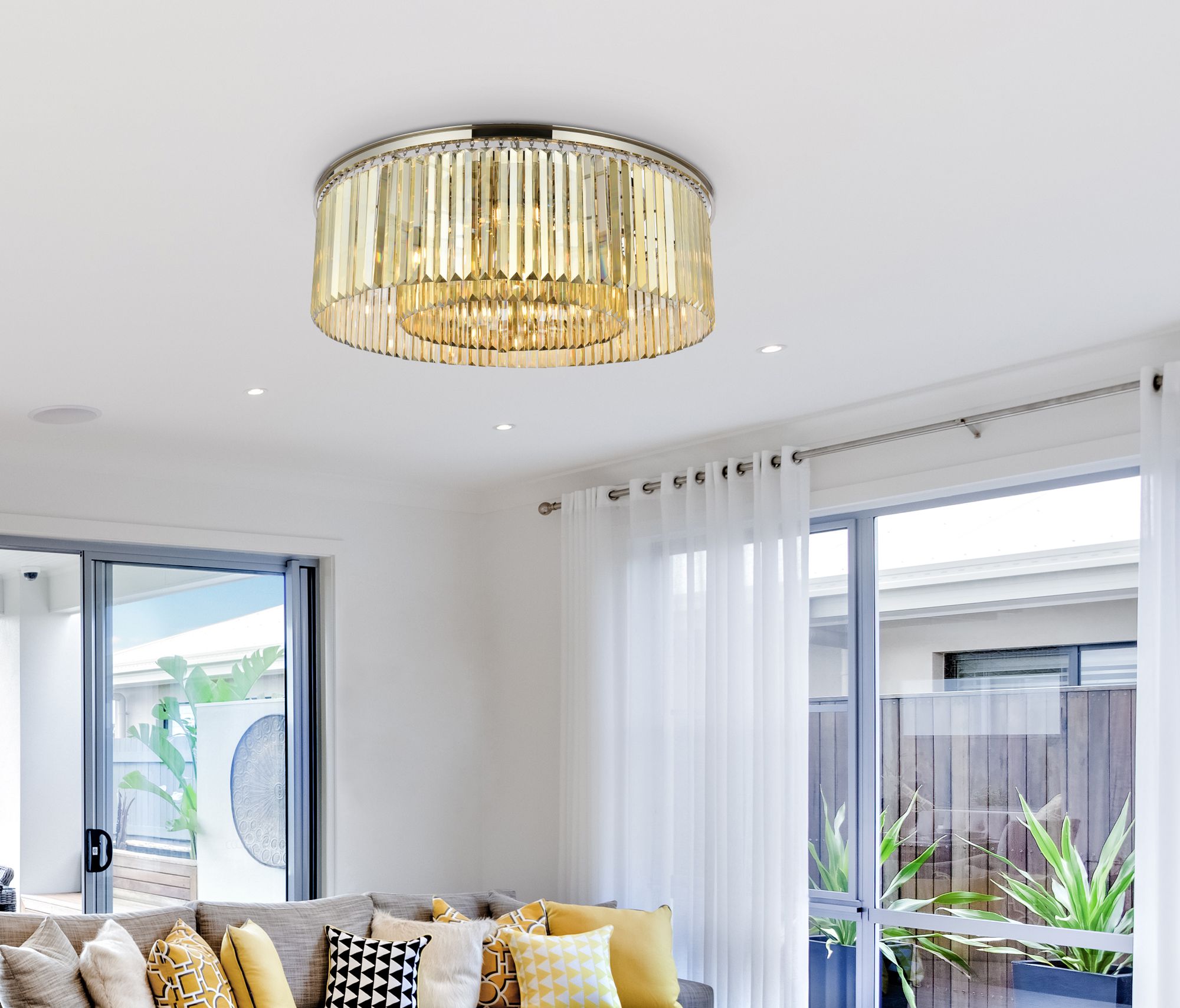 Image 3 Sydney 43 1/2" Wide Nickel and Gold Crystal Ceiling Light more views