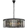 2_Sydney 43 1/2"W Matte Black Drum Chandelier w/ Silver Shade