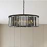 1_Sydney 43 1/2"W Matte Black Drum Chandelier w/ Silver Shade