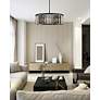 3_Sydney 43 1/2"W Matte Black Drum Chandelier w/ Silver Shade more views