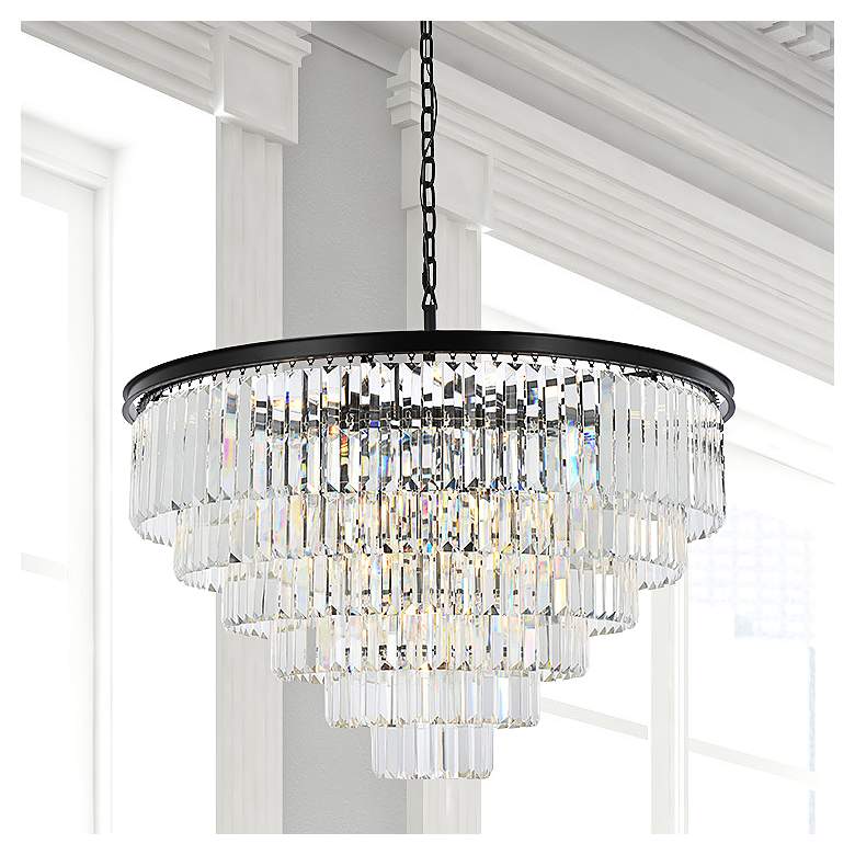 Image 1 Sydney 44" Wide Matte Black and Crystal 33-Light Chandelier