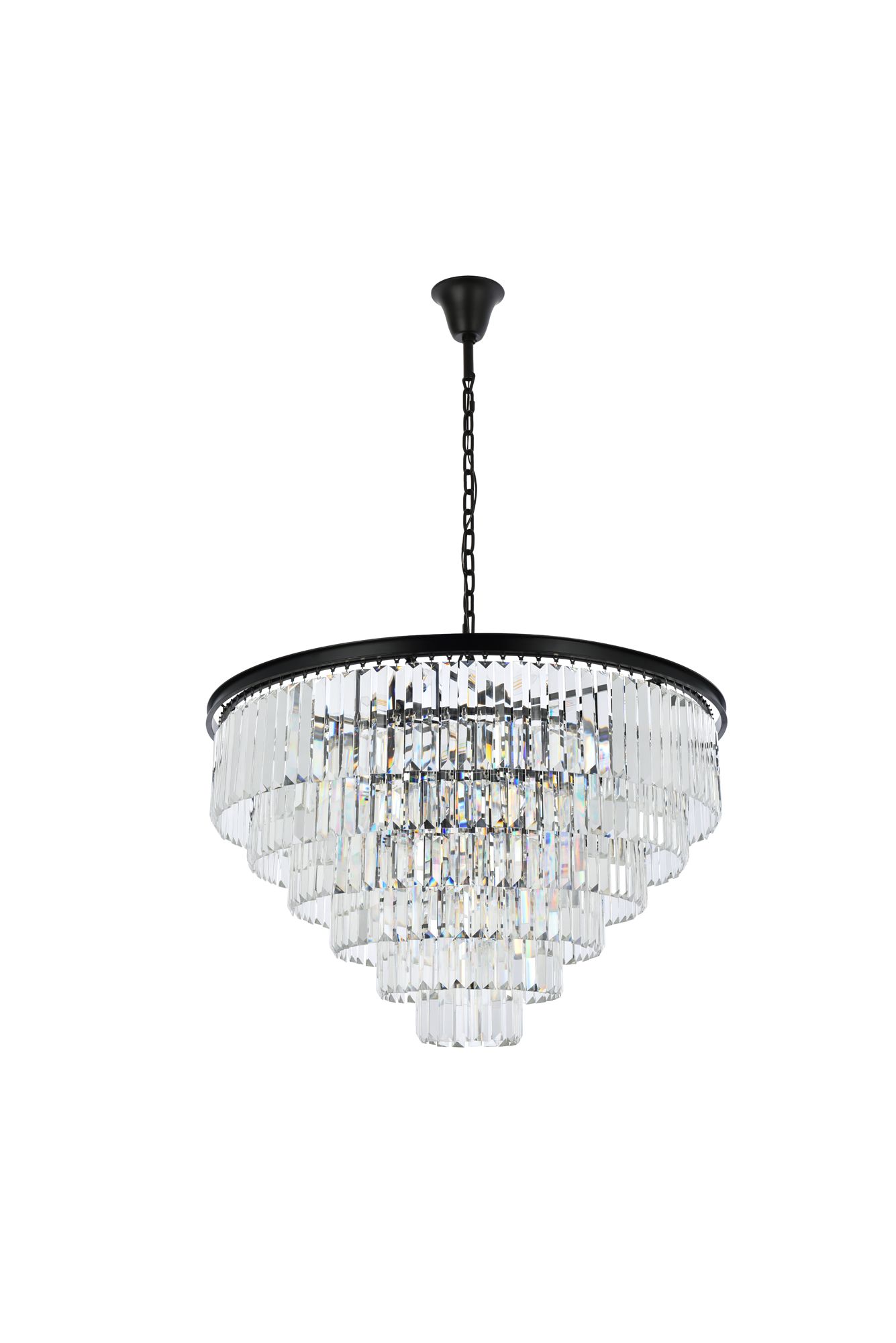 Sydney 44" Wide Matte Black and Crystal 33-Light Chandelier