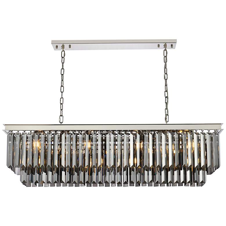 Image 2 Sydney 50" Wide Polished Nickel and Crystal Linear Chandelier