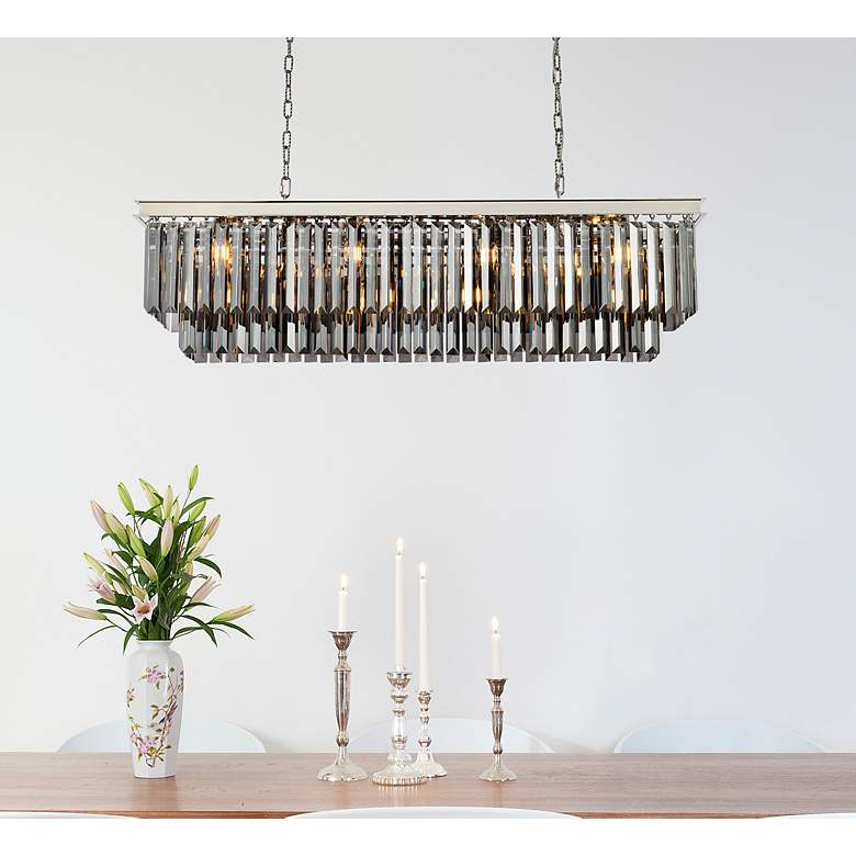 Image 3 Sydney 50" Wide Polished Nickel and Crystal Linear Chandelier more views