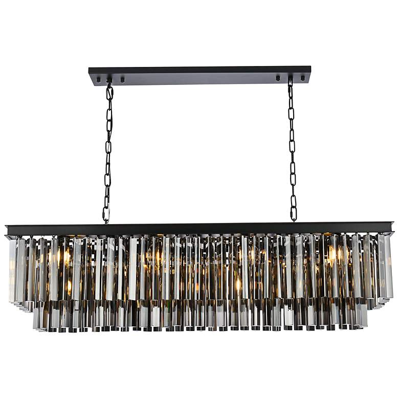 Image 3 Sydney 50"W Matte Black and Silver Crystal Linear Chandelier