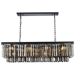 Sydney 50"W Matte Black and Silver Crystal Linear Chandelier