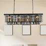 Sydney 50"W Matte Black and Silver Crystal Linear Chandelier in scene