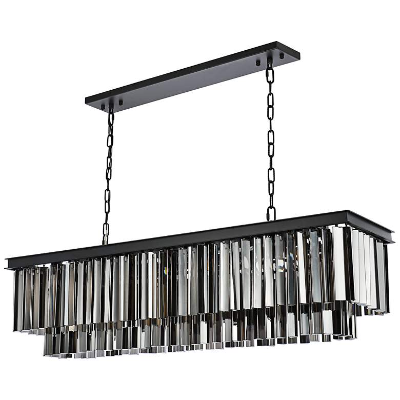 Image 6 Sydney 50"W Matte Black and Silver Crystal Linear Chandelier more views