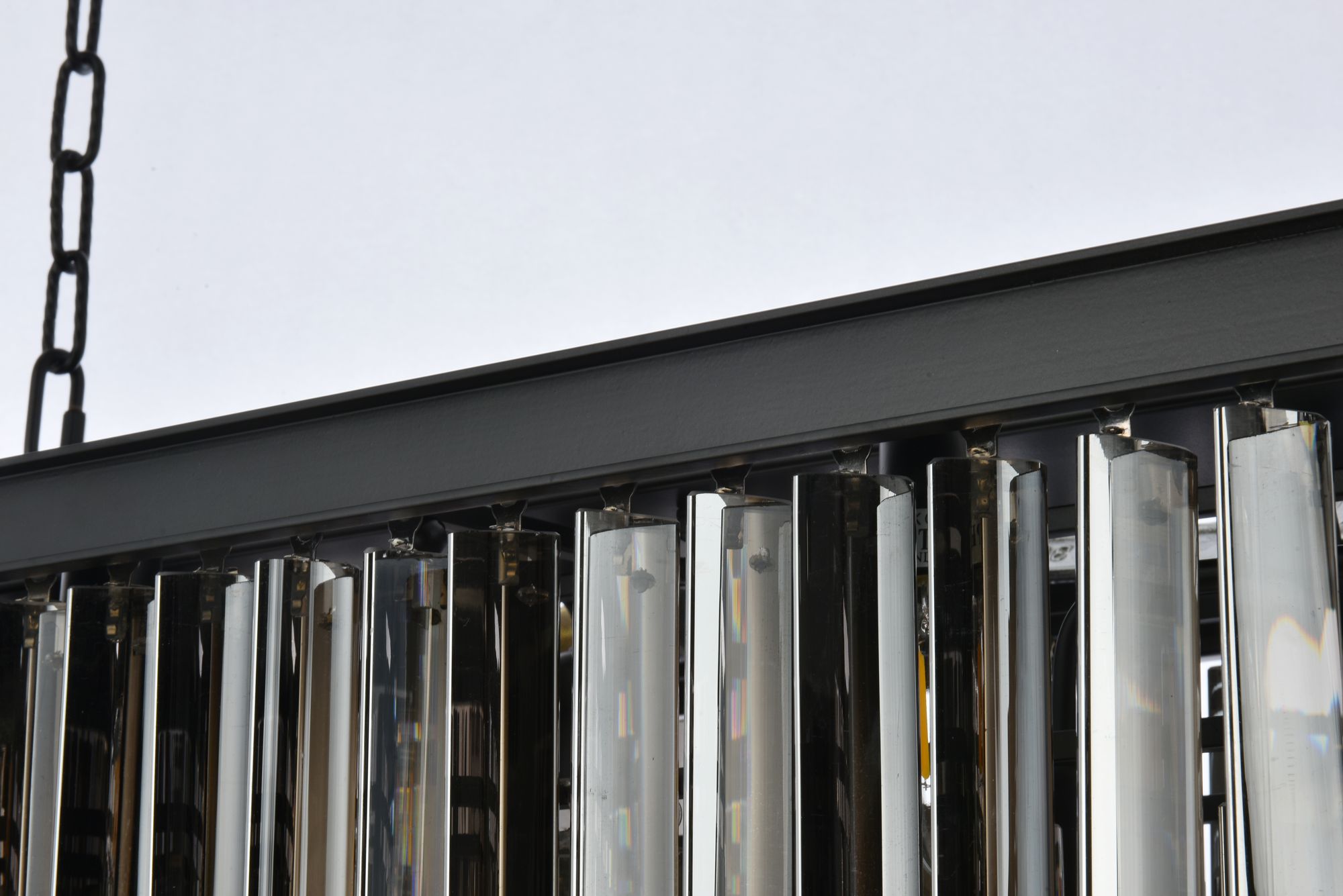 Sydney 50"W Matte Black and Silver Crystal Linear Chandelier in scene