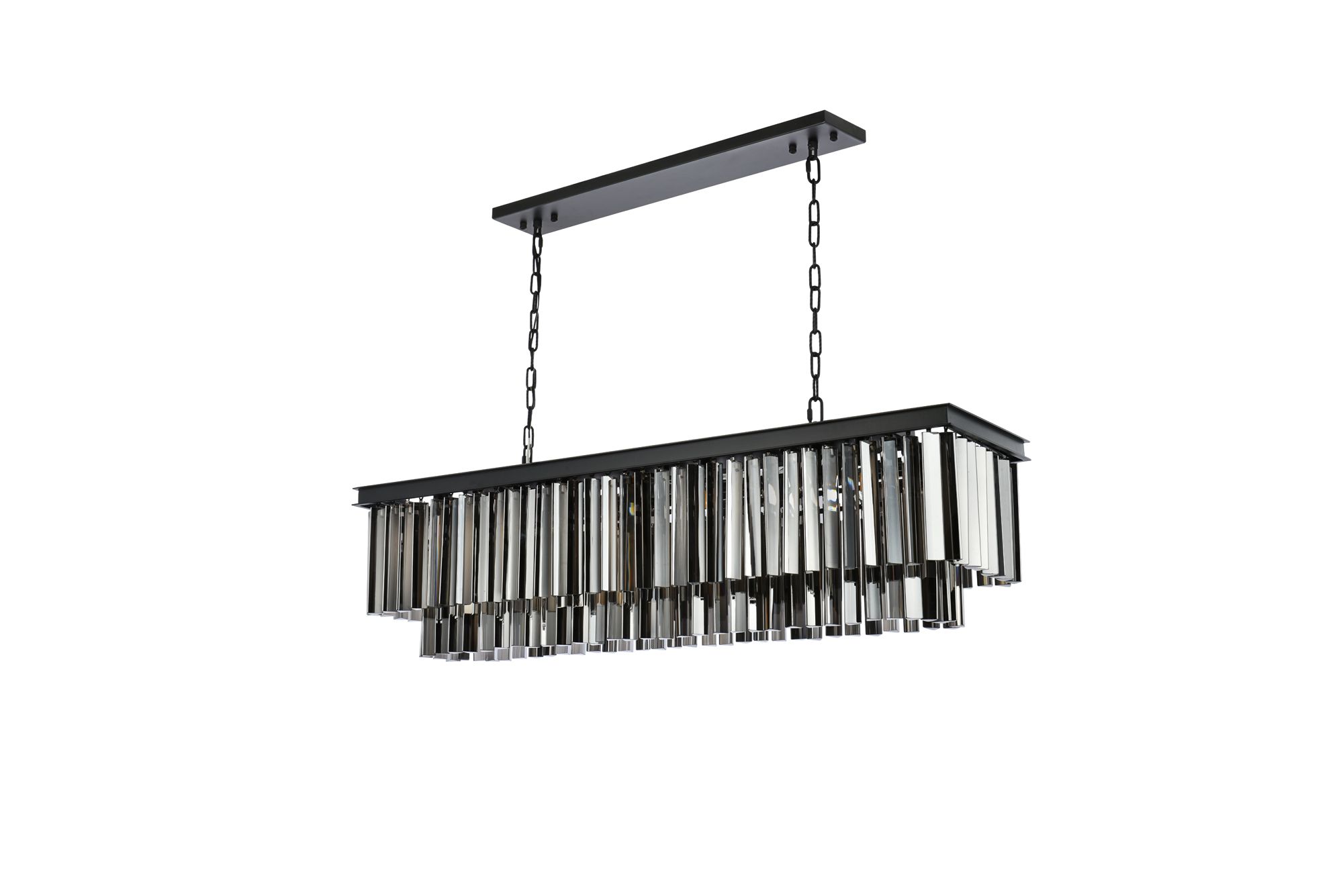Sydney 50"W Matte Black and Silver Crystal Linear Chandelier in scene