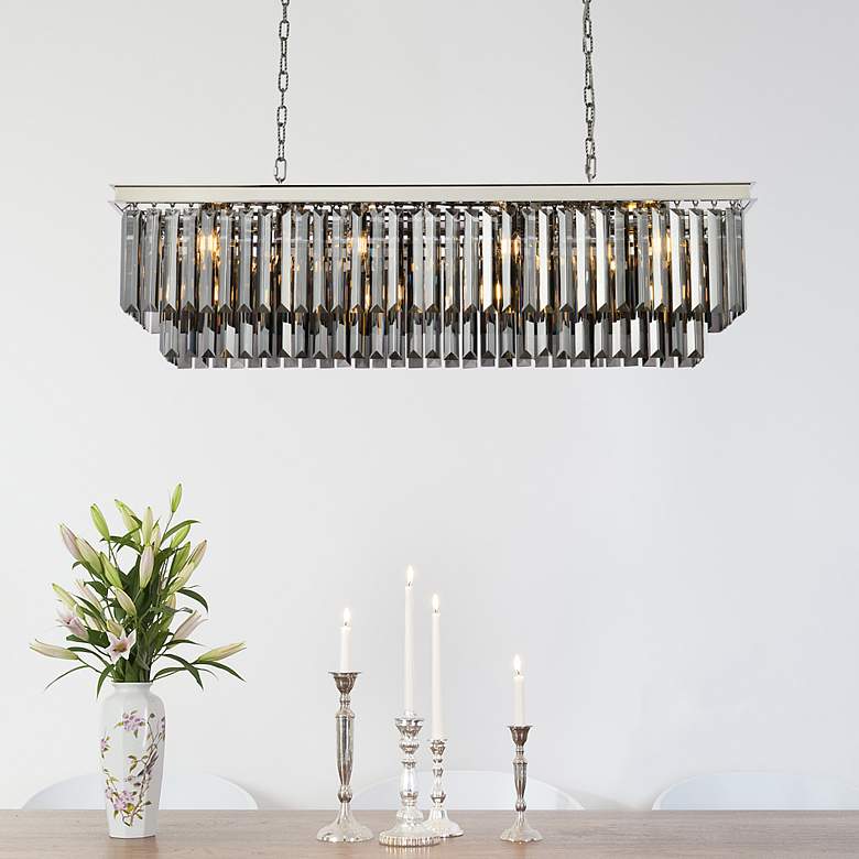 Image 1 Sydney 50"W Polished Nickel and Crystal Linear Chandelier
