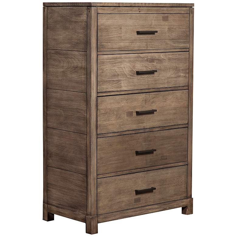 Image 1 Sydney 51 inch High Weathered Gray Wood 5-Drawer Chest