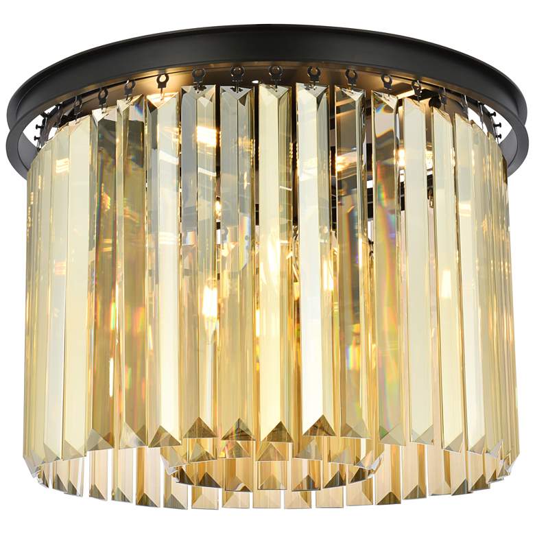 Image 1 Sydney 6 Lt Matte Black Flush Mount Golden Teak