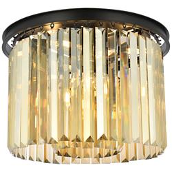 Sydney 6 Lt Matte Black Flush Mount Golden Teak