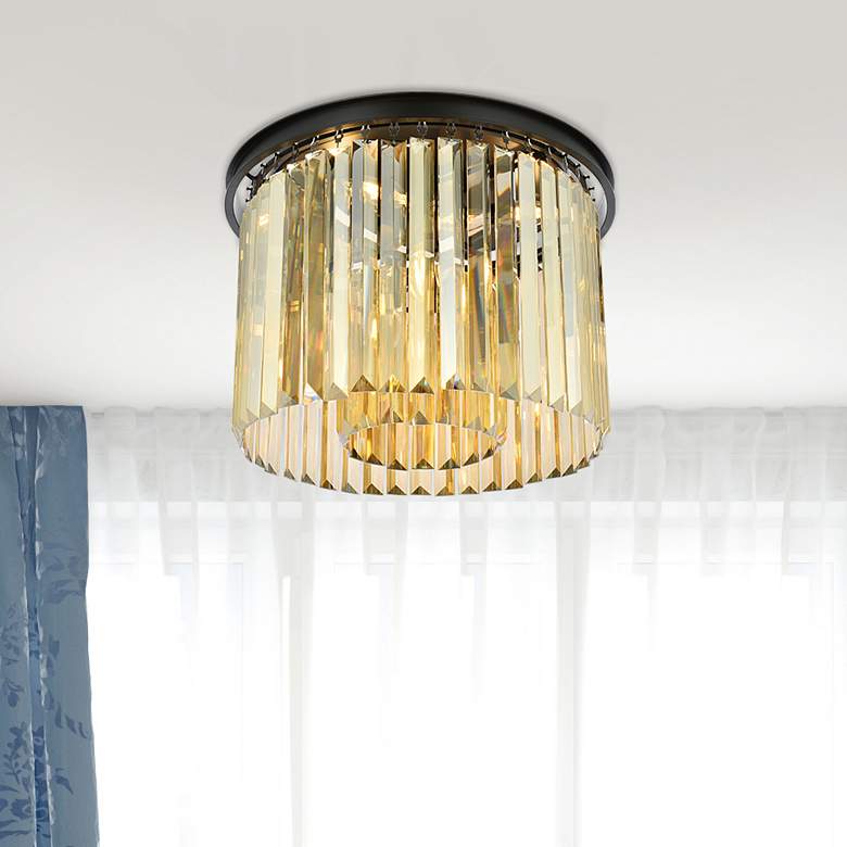 Image 1 Sydney 6 Lt Matte Black Flush Mount Golden Teak