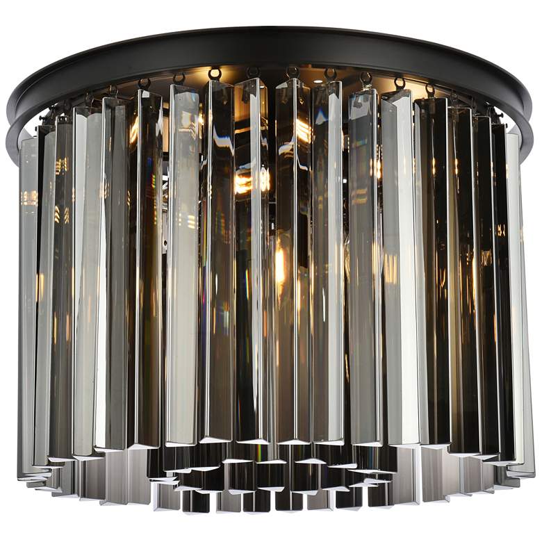 Image 1 Sydney 6 Lt Matte Black Flush Mount Silver Shade (Grey)