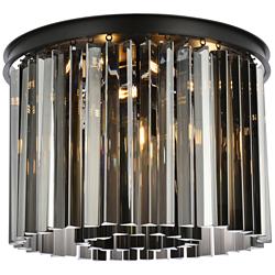 Sydney 6 Lt Matte Black Flush Mount Silver Shade (Grey)