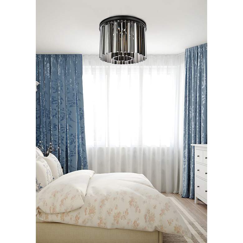 Image 3 Sydney 6 Lt Matte Black Flush Mount Silver Shade (Grey) more views