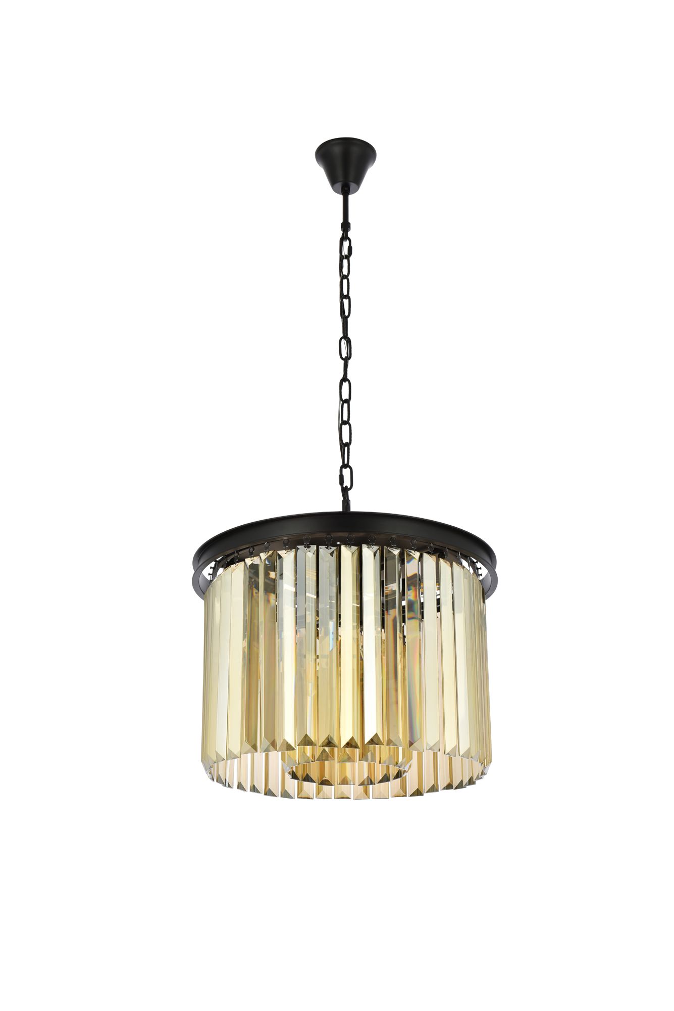 Sydney 6 Lt Matte Black Pendant Golden Teak