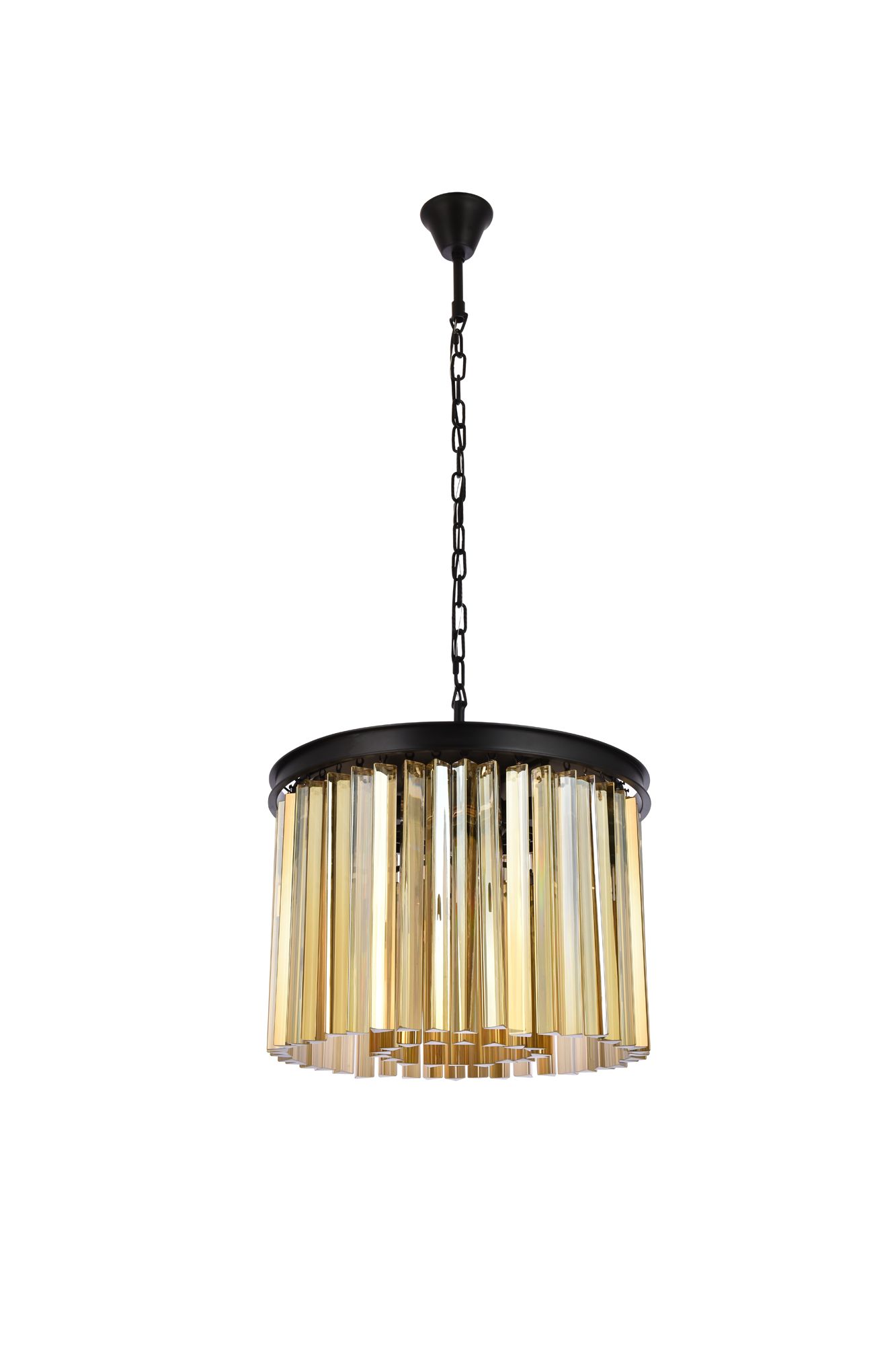 Sydney 6 Lt Matte Black Pendant Golden Teak