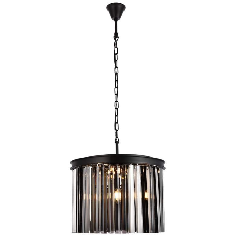 Image 1 Sydney 6 Lt Matte Black Pendant Silver Shade (Grey)