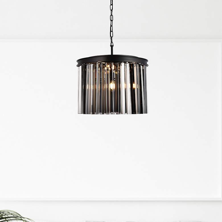 Image 1 Sydney 6 Lt Matte Black Pendant Silver Shade (Grey)