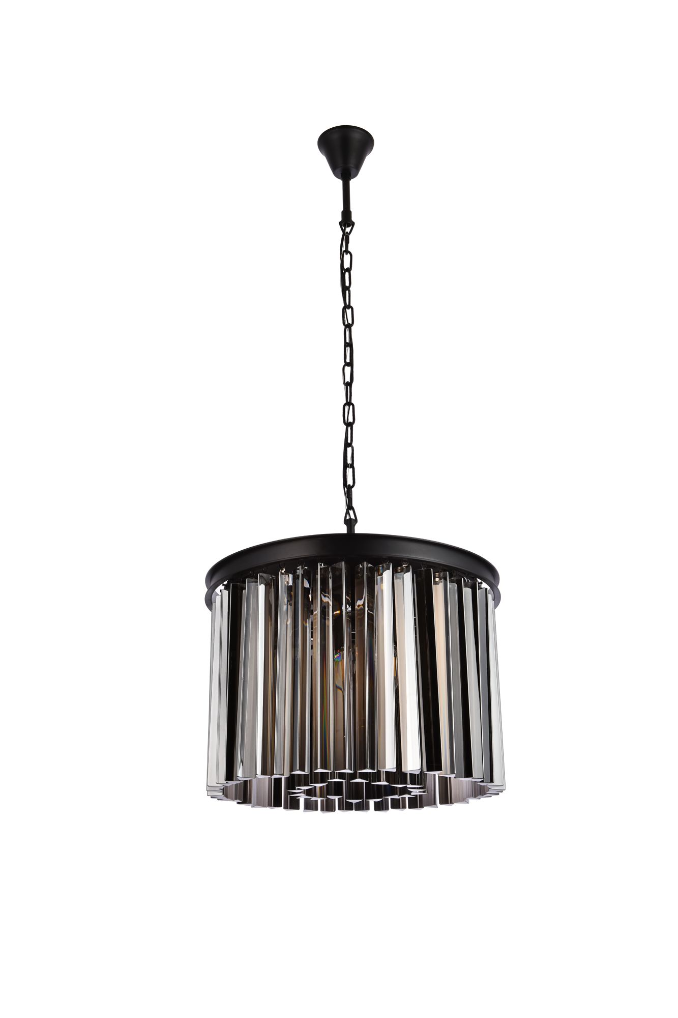 Sydney 6 Lt Matte Black Pendant Silver Shade (Grey)