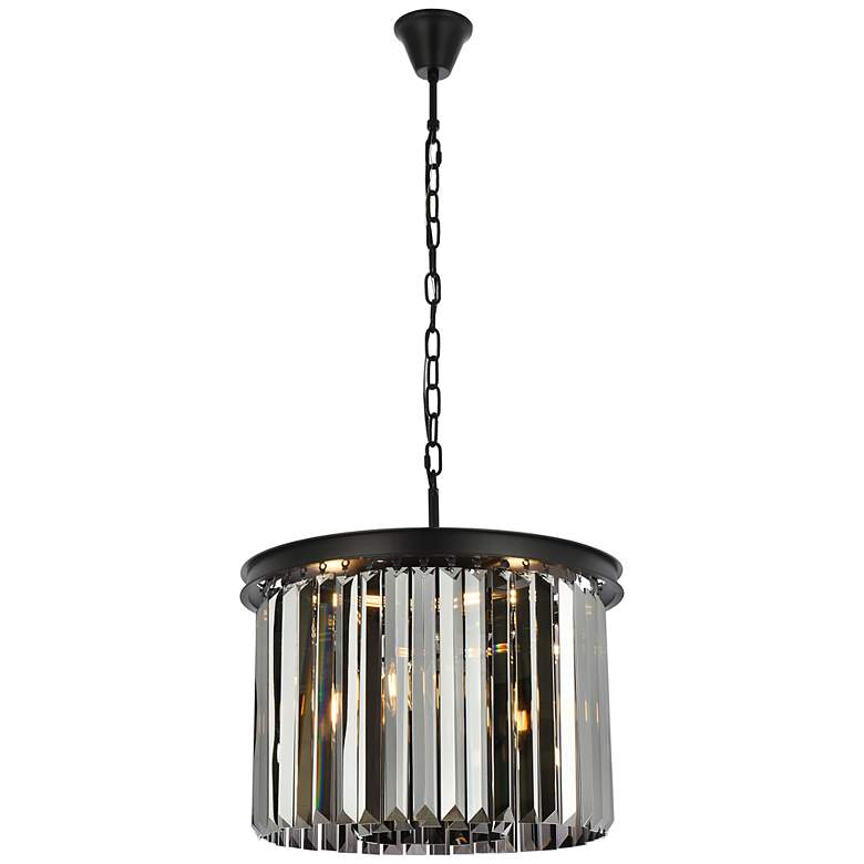Image 2 Sydney 6 Lt Matte Black Pendant Silver Shade (Grey)
