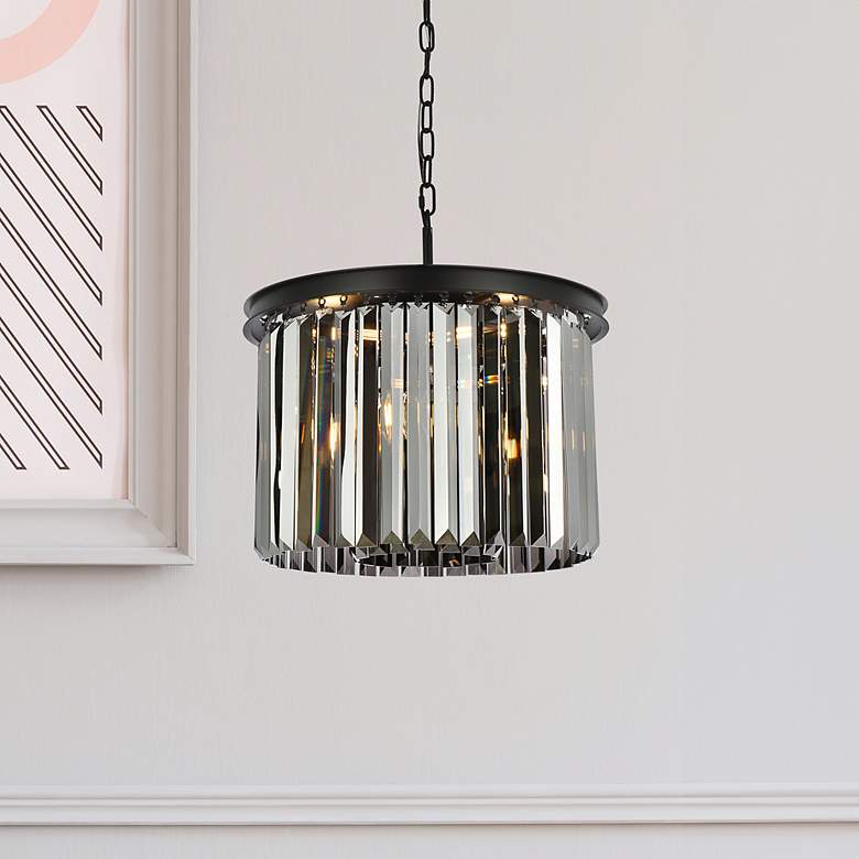 Image 1 Sydney 6 Lt Matte Black Pendant Silver Shade (Grey)