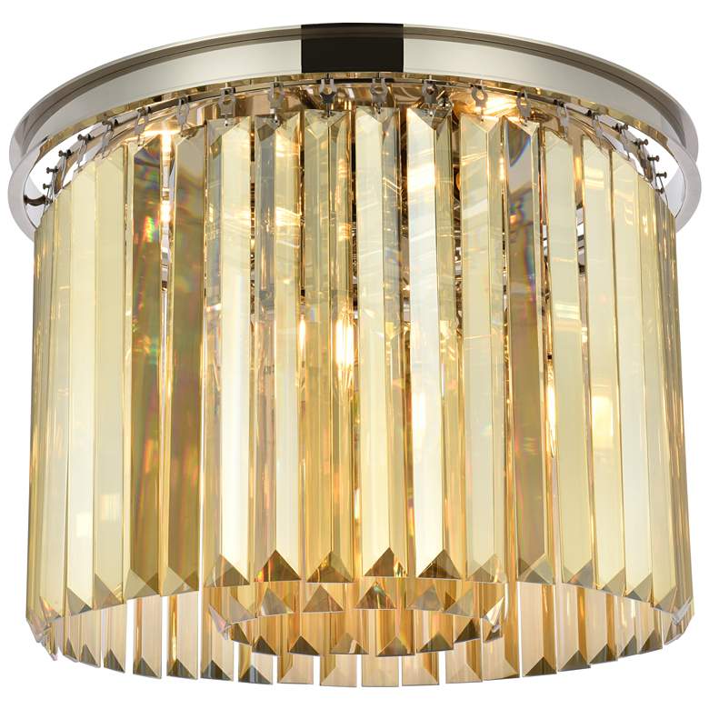 Image 1 Sydney 6 Lt Polished Nickel Flush Mount Golden Teak