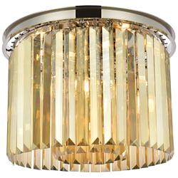 Sydney 6 Lt Polished Nickel Flush Mount Golden Teak