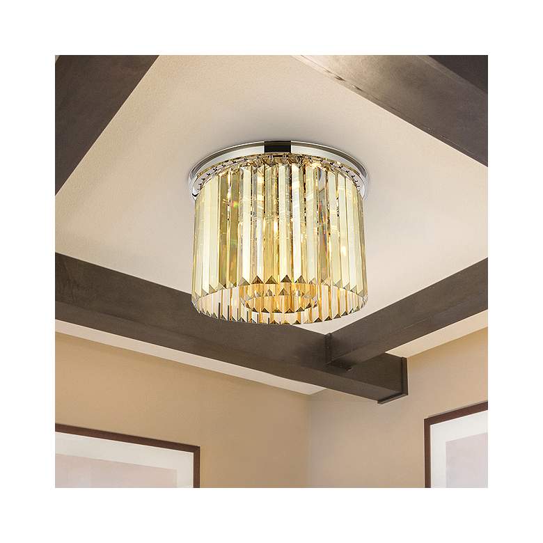 Image 1 Sydney 6 Lt Polished Nickel Flush Mount Golden Teak