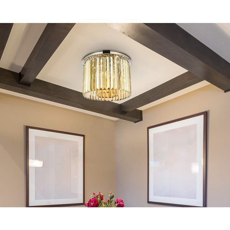 Image 3 Sydney 6 Lt Polished Nickel Flush Mount Golden Teak more views