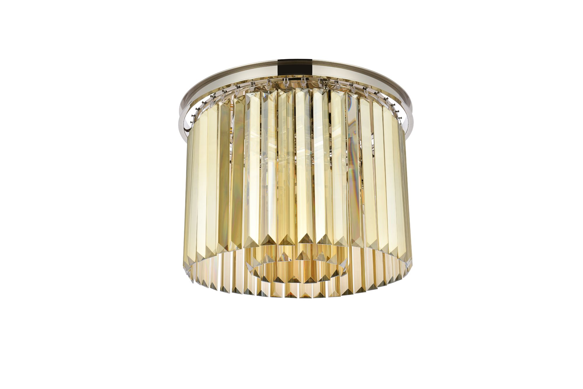 Sydney 6 Lt Polished Nickel Flush Mount Golden Teak