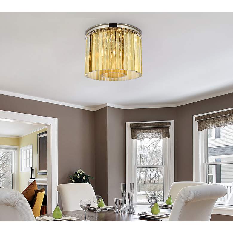 Image 3 Sydney 6 Lt Polished Nickel Flush Mount Golden Teak more views