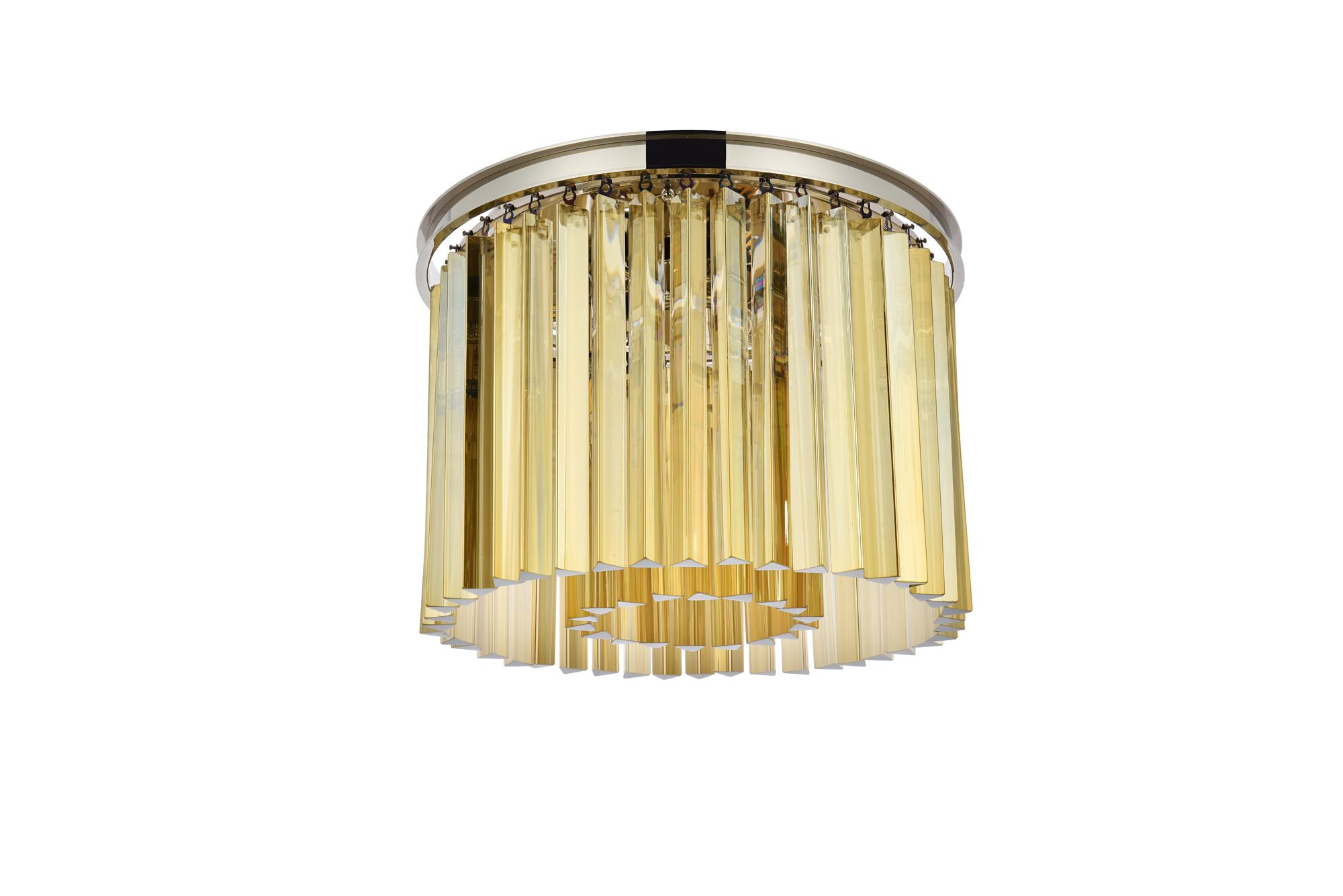 Sydney 6 Lt Polished Nickel Flush Mount Golden Teak