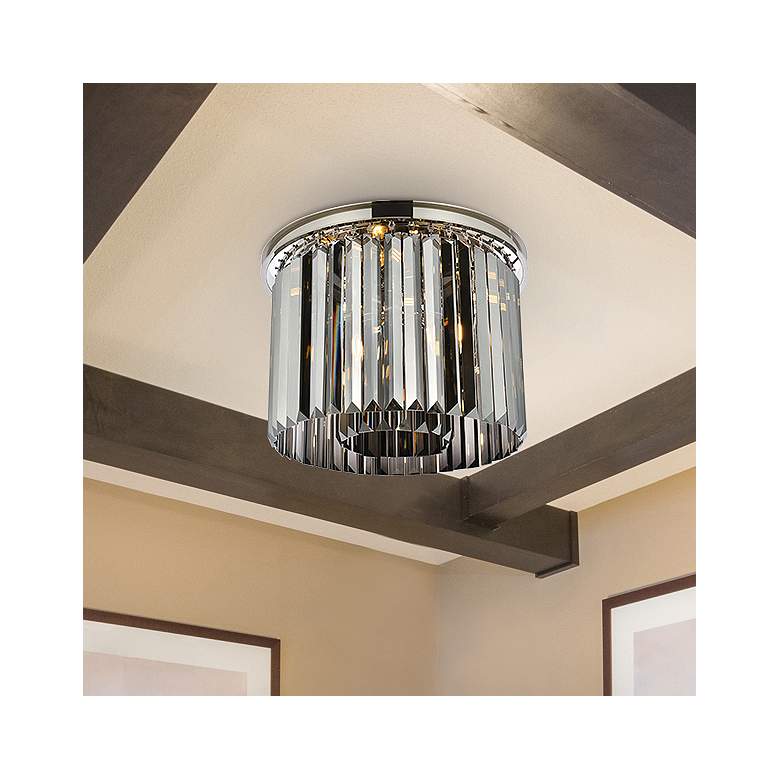Image 1 Sydney 6 Lt Polished Nickel Flush Mount Silver Shade (Grey)