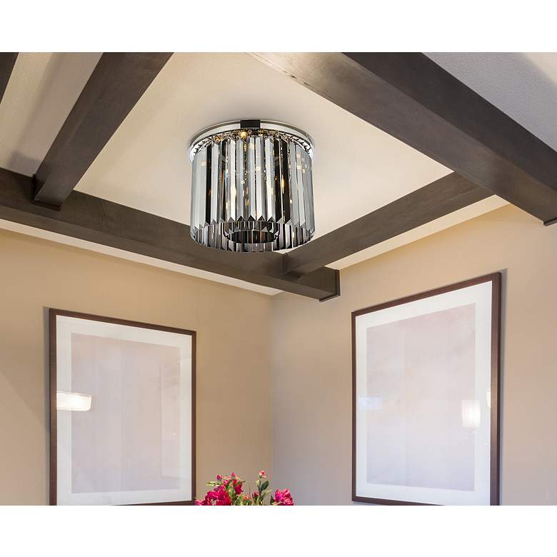 Image 3 Sydney 6 Lt Polished Nickel Flush Mount Silver Shade (Grey) more views