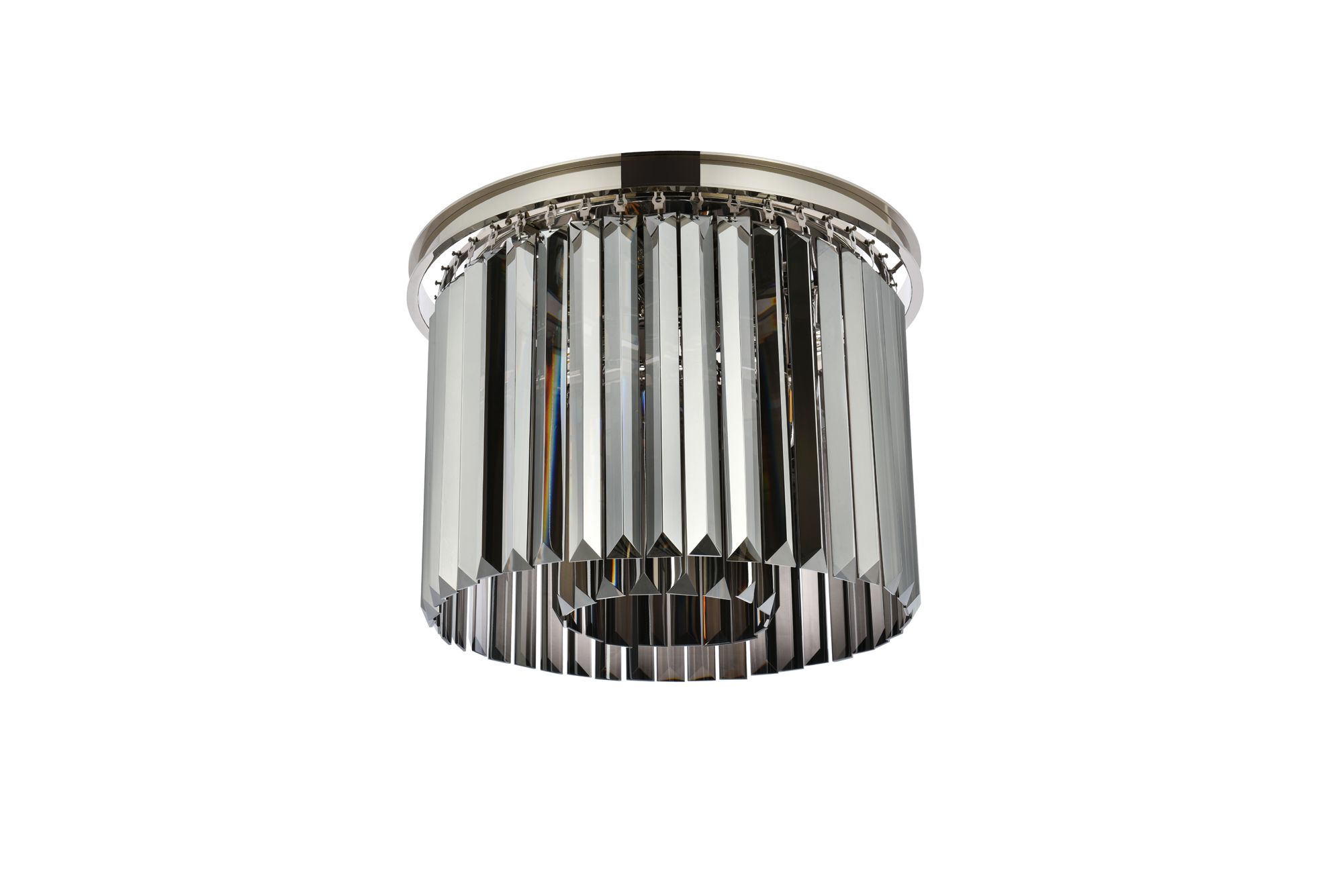 Sydney 6 Lt Polished Nickel Flush Mount Silver Shade (Grey)